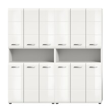Badezimmer-Set >Ice< in Weiß / Weiß Hochglanz - 180x185x30cm (BxHxT)