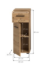 Hochschrank >Ice< in artisan oak - 30x80x30cm (BxHxT)