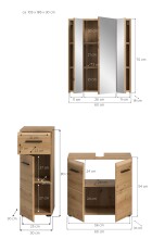 Badezimmer-Set >Ice< in artisan oak - 105x185x30cm (BxHxT)