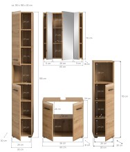 Badezimmer-Set >Ice< in artisan oak - 150x185x30cm (BxHxT)