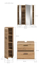 Badezimmer-Set >Ice< in artisan oak - 105x185x30cm (BxHxT)