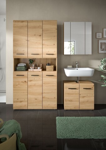 Badezimmer-Set >Ice< in artisan oak - 165x185x46cm (BxHxT)
