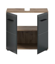 Waschbeckenunterschrank >Ice< in Nox Oak / Schwarz - 60x54x30cm (BxHxT)