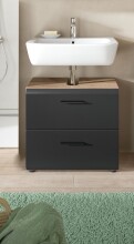 Waschbeckenunterschrank >Ice< in Nox Oak / Schwarz - 60x54x60cm (BxHxT)