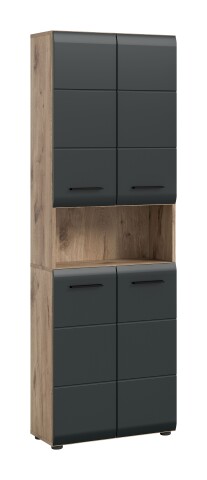 Hochschrank >Ice< in Nox Oak / Schwarz - 60x185x30cm (BxHxT)