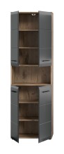 Hochschrank >Ice< in Nox Oak / Schwarz - 60x185x30cm (BxHxT)