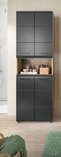 Hochschrank >Ice< in Nox Oak / Schwarz - 60x185x30cm (BxHxT)
