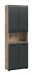 Hochschrank >Ice< in Nox Oak / Schwarz - 60x185x30cm (BxHxT)