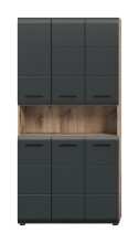 Stauraumschrank >Ice< in Nox Oak / Schwarz - 90x185x30cm (BxHxT)