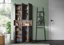 Stauraumschrank >Ice< in Nox Oak / Schwarz - 90x185x30cm (BxHxT)