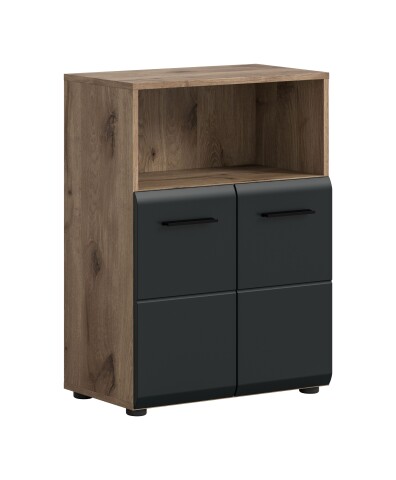 Hochschrank >Ice< in Nox Oak / Schwarz - 60x80x30cm (BxHxT)