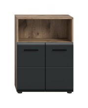 Hochschrank >Ice< in Nox Oak / Schwarz - 60x80x30cm...