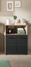 Hochschrank >Ice< in Nox Oak / Schwarz - 60x80x30cm (BxHxT)