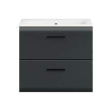 Waschtisch-Set >Ice< in Nox Oak / Schwarz - 60x55x46cm (BxHxT)