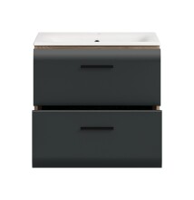 Waschtisch-Set >Ice< in Nox Oak / Schwarz - 60x55x46cm (BxHxT)