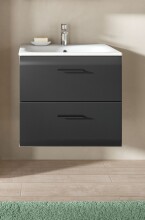 Waschtisch-Set >Ice< in Nox Oak / Schwarz - 60x55x46cm (BxHxT)