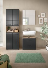 Badezimmer-Set >Ice< in Nox Oak / Schwarz -...