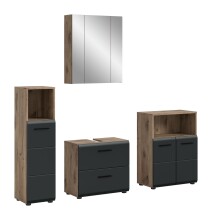 Badezimmer-Set >Ice< in Nox Oak / Schwarz -...