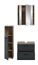 Badezimmer-Set >Ice< in Nox Oak / Schwarz - 105x185x30cm (BxHxT)