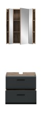 Badezimmer-Set >Ice< in Nox Oak / Schwarz - 60x185x30cm (BxHxT)
