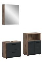 Badezimmer-Set >Ice< in Nox Oak / Schwarz -...