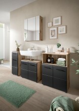 Badezimmer-Set >Ice< in Nox Oak / Schwarz - 105x185x30cm (BxHxT)