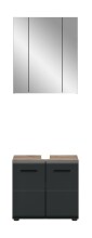 Badezimmer-Set >Ice< in Nox Oak / Schwarz - 60x185x30cm (BxHxT)