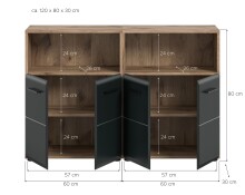 Badezimmer-Set >Ice< in Nox Oak / Schwarz - 120x80x30cm (BxHxT)