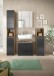 Badezimmer-Set >Ice< in Nox Oak / Schwarz - 150x185x30cm (BxHxT)