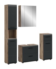 Badezimmer-Set >Ice< in Nox Oak / Schwarz -...