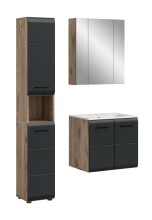 Badezimmer-Set >Ice< in Nox Oak / Schwarz -...
