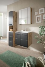 Badezimmer-Set >Ice< in Nox Oak / Schwarz - 105x185x46cm (BxHxT)