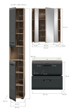Badezimmer-Set >Ice< in Nox Oak / Schwarz - 105x185x46cm (BxHxT)