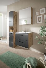 Badezimmer-Set >Ice< in Nox Oak / Schwarz - 105x185x46cm (BxHxT)