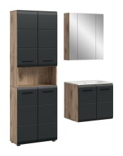Badezimmer-Set >Ice< in Nox Oak / Schwarz -...