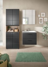 Badezimmer-Set >Ice< in Nox Oak / Schwarz -...