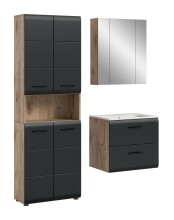 Badezimmer-Set >Ice< in Nox Oak / Schwarz -...