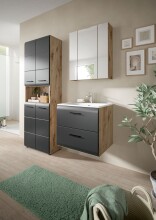 Badezimmer-Set >Ice< in Nox Oak / Schwarz - 135x185x46cm (BxHxT)