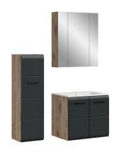 Badezimmer-Set >Ice< in Nox Oak / Schwarz -...