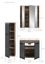 Badezimmer-Set >Ice< in Nox Oak / Schwarz - 105x185x46cm (BxHxT)