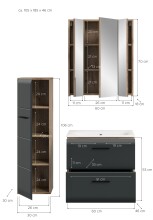 Badezimmer-Set >Ice< in Nox Oak / Schwarz - 105x185x46cm (BxHxT)