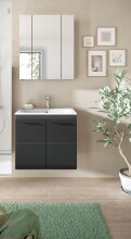 Badezimmer-Set >Ice< in Nox Oak / Schwarz -...