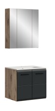 Badezimmer-Set >Ice< in Nox Oak / Schwarz -...