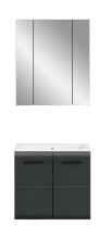 Badezimmer-Set >Ice< in Nox Oak / Schwarz - 60x185x46cm (BxHxT)