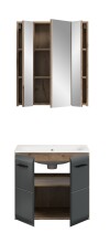 Badezimmer-Set >Ice< in Nox Oak / Schwarz - 60x185x46cm (BxHxT)