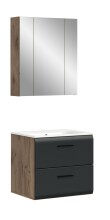 Badezimmer-Set >Ice< in Nox Oak / Schwarz -...