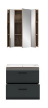 Badezimmer-Set >Ice< in Nox Oak / Schwarz - 60x185x46cm (BxHxT)
