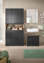 Badezimmer-Set >Ice< in Nox Oak / Schwarz -...