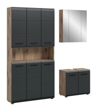 Badezimmer-Set >Ice< in Nox Oak / Schwarz -...