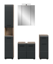 Badezimmer-Set >Ice< in Nox Oak / Schwarz - 150x185x46cm (BxHxT)